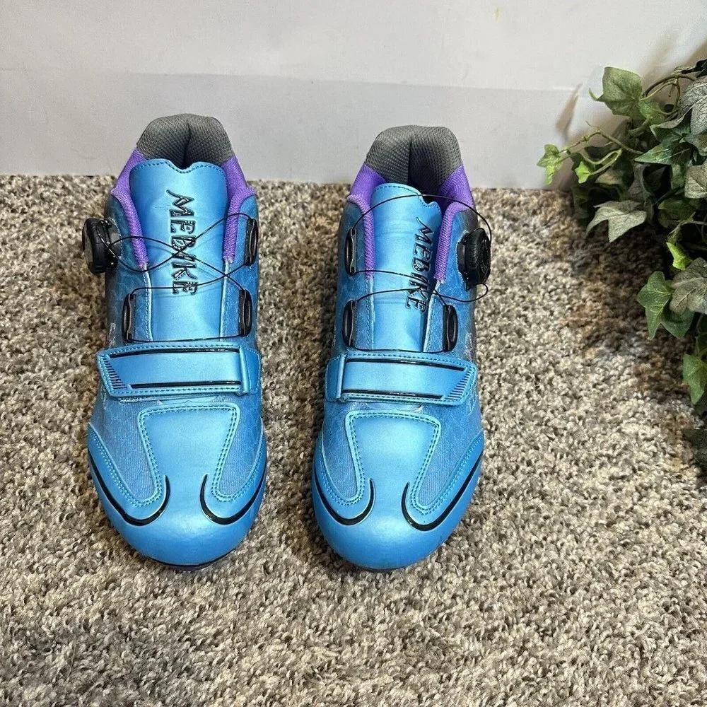 MEBIKE Women’s Indoor Cycling Bike Shoes Blue Purple Lady Road Size US 9